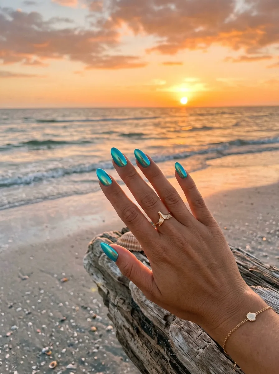 mermaid nails 2026 beach occasion