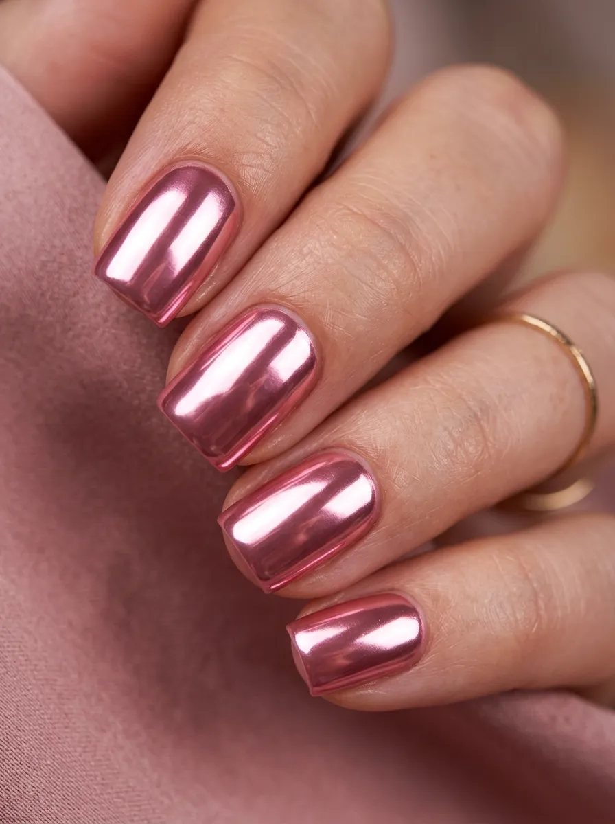 metallic pink chrome bachelorette nails 2026