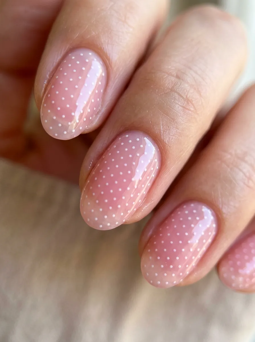 micro polka dot nails 2026 pink jelly
