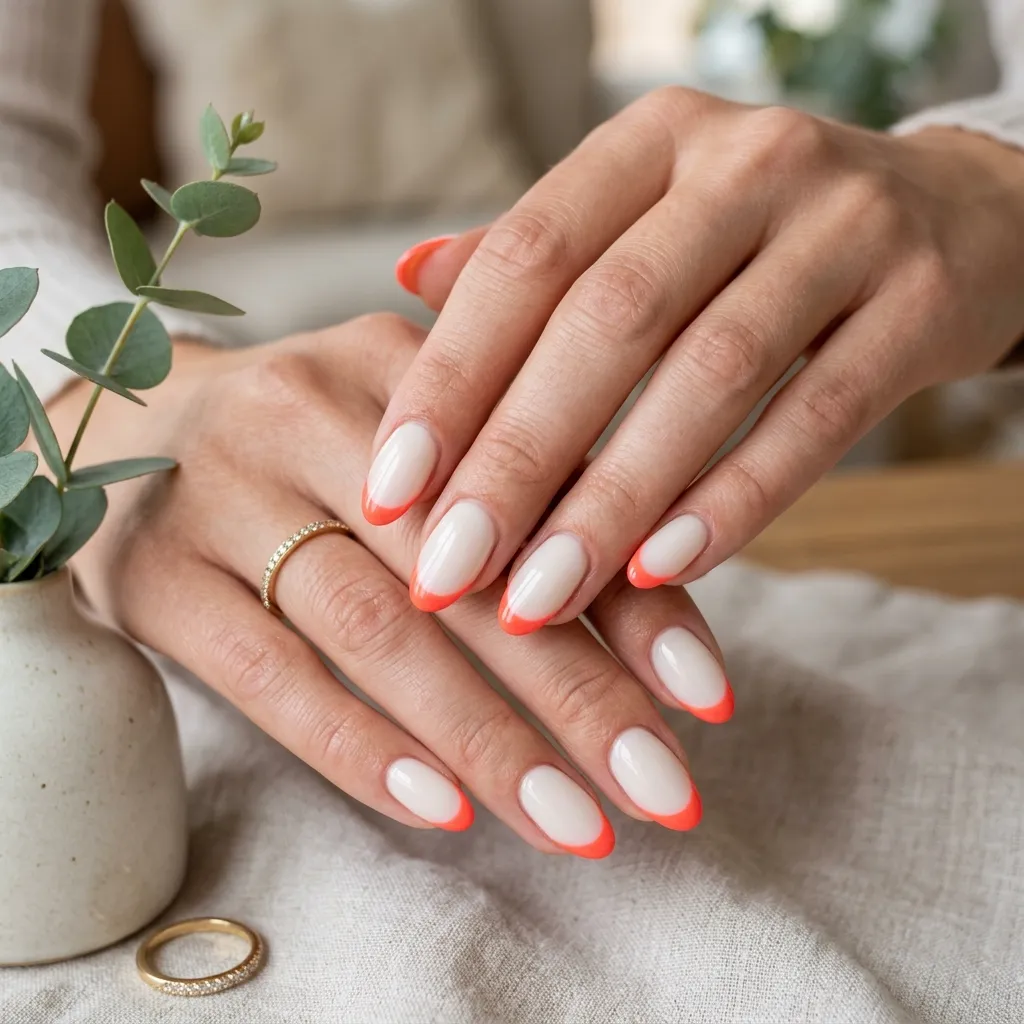 coral nails 2026 office wear French tip