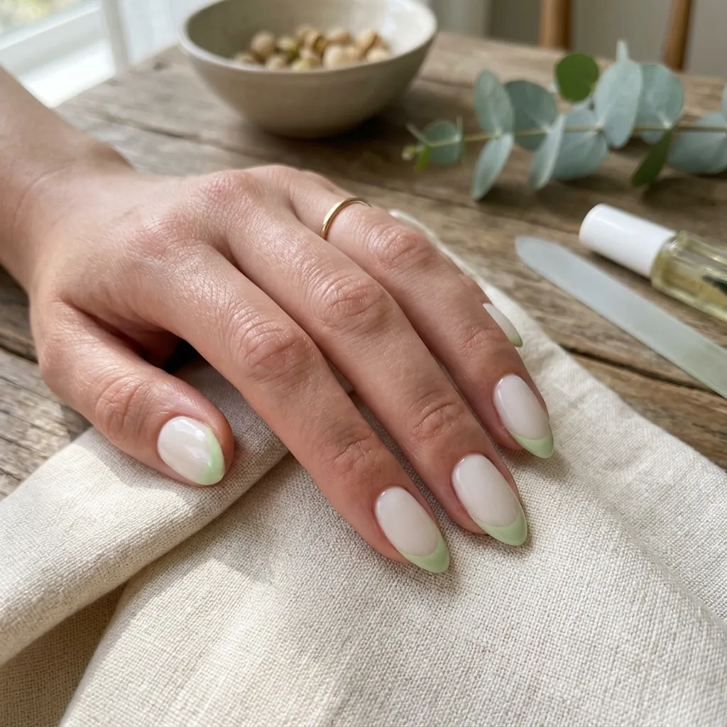 pistachio nails 2026 French tip design