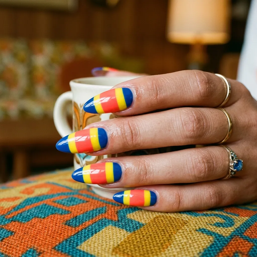 striped nails 2026 multicolor retro design