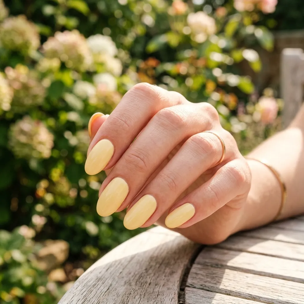 July Nails 2026 classic butter yellow nails