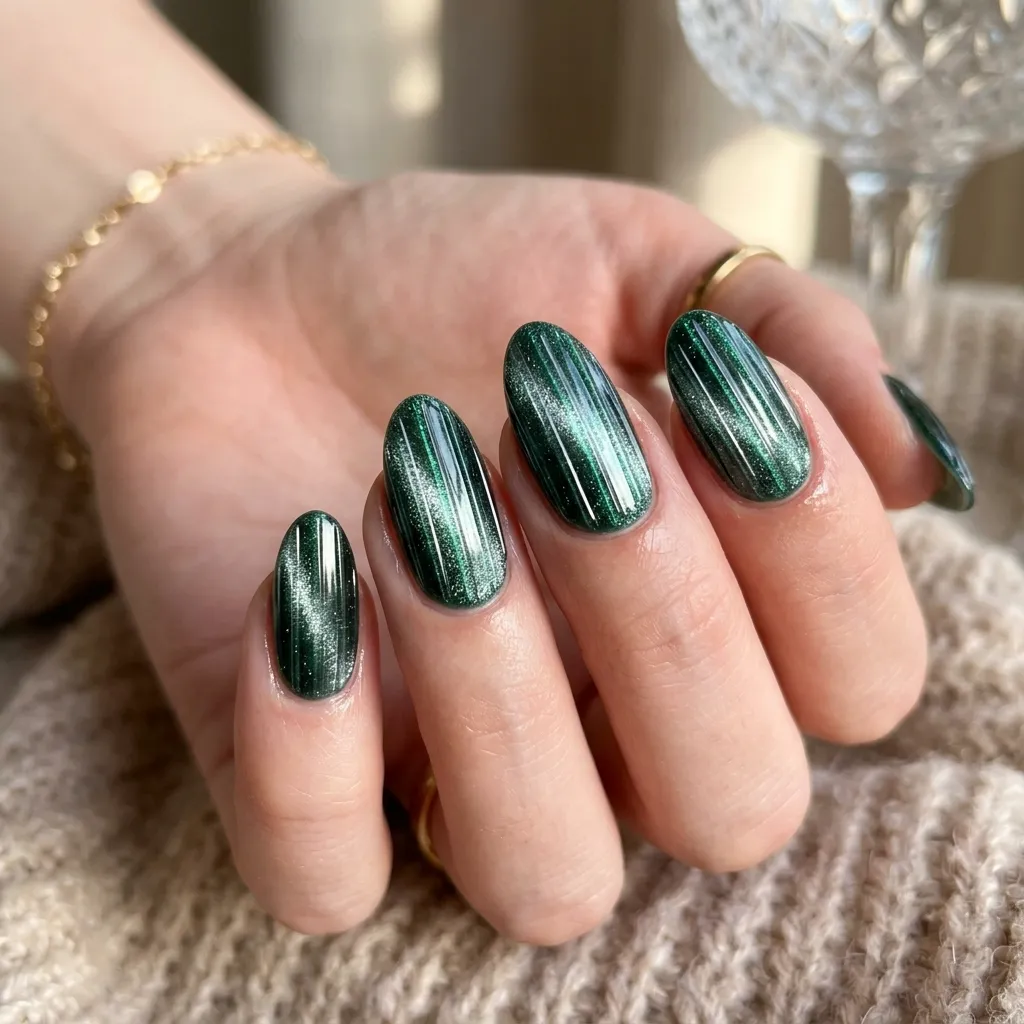 striped nails 2026 cat eye 3D baccarat texture