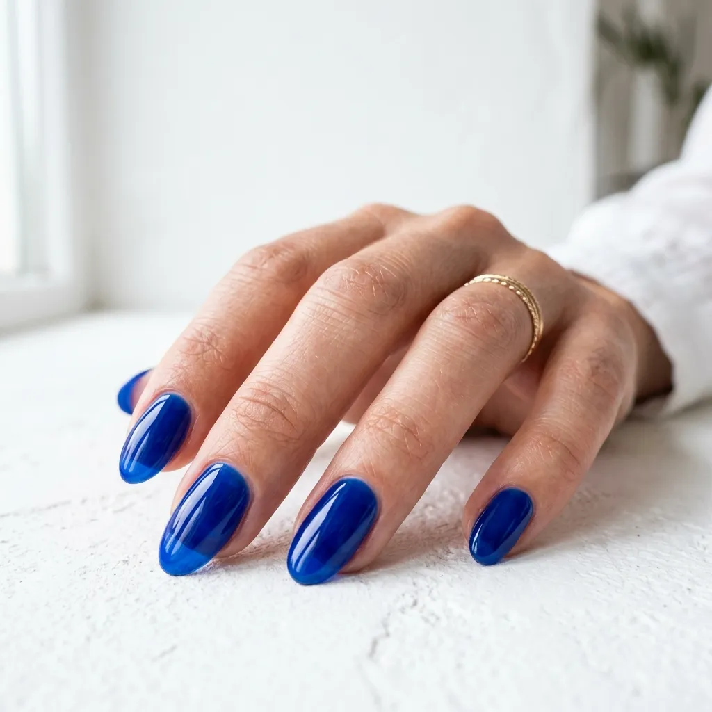 cobalt blue jelly nails 2026 deep translucent Mediterranean