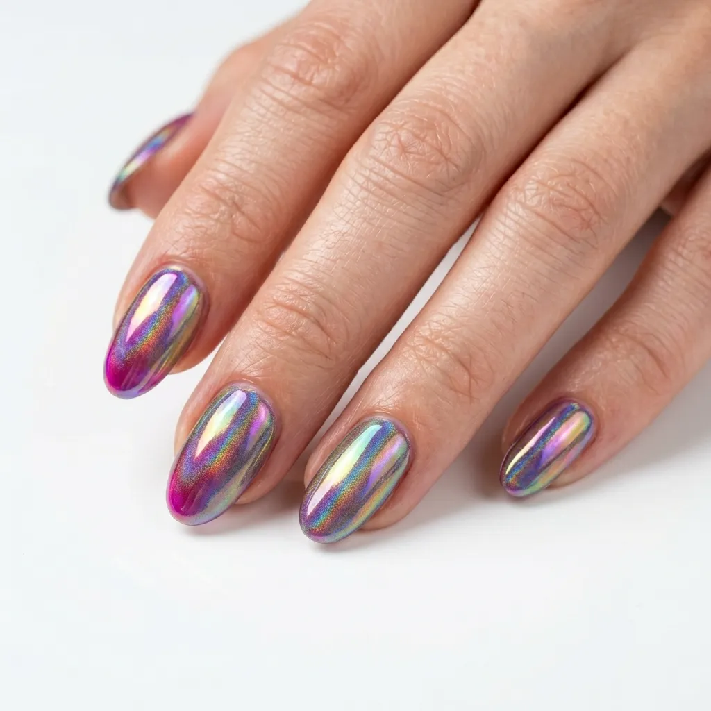 holographic jelly nails 2026 rainbow iridescent color shifting