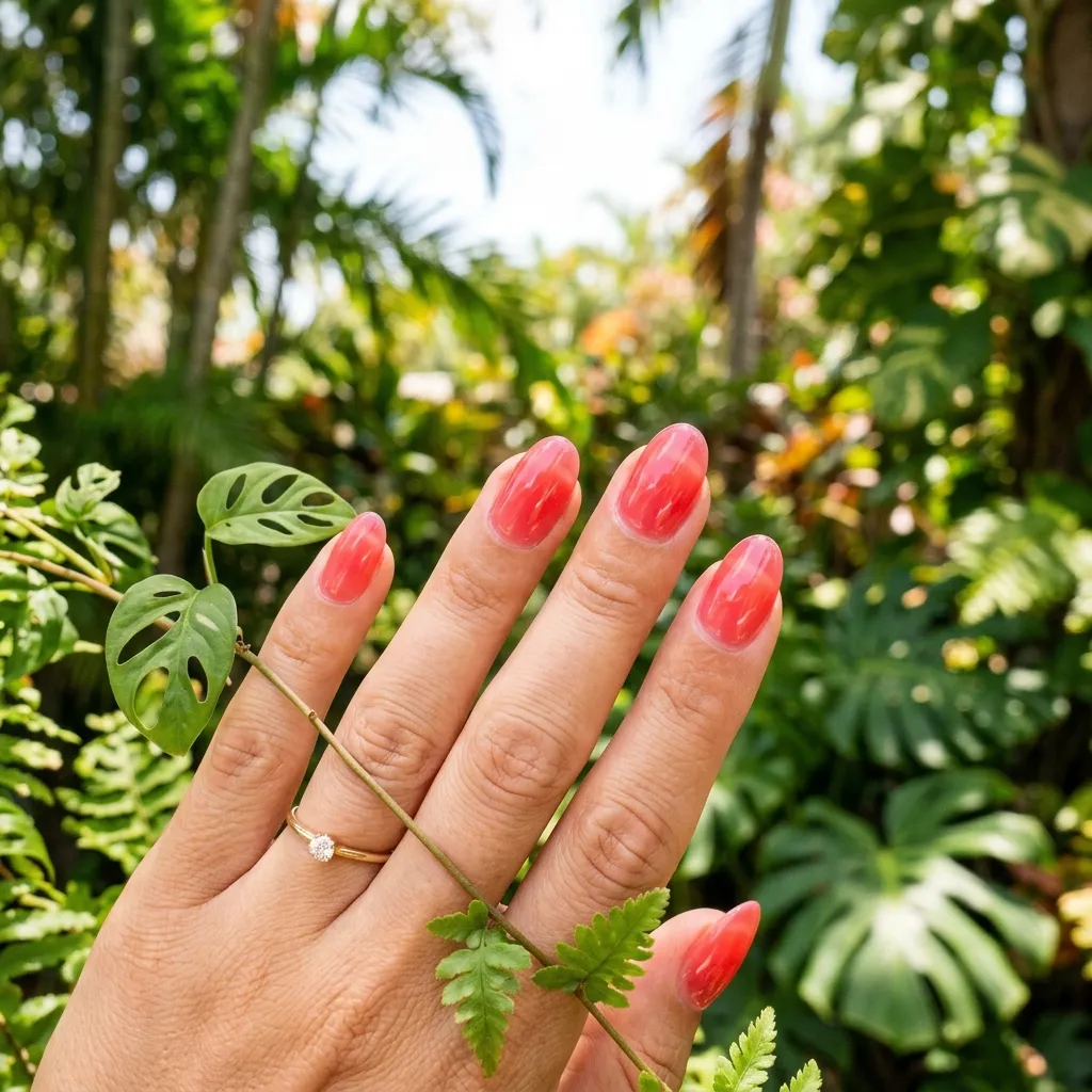 watermelon jelly nails 2026 translucent pink coral summer