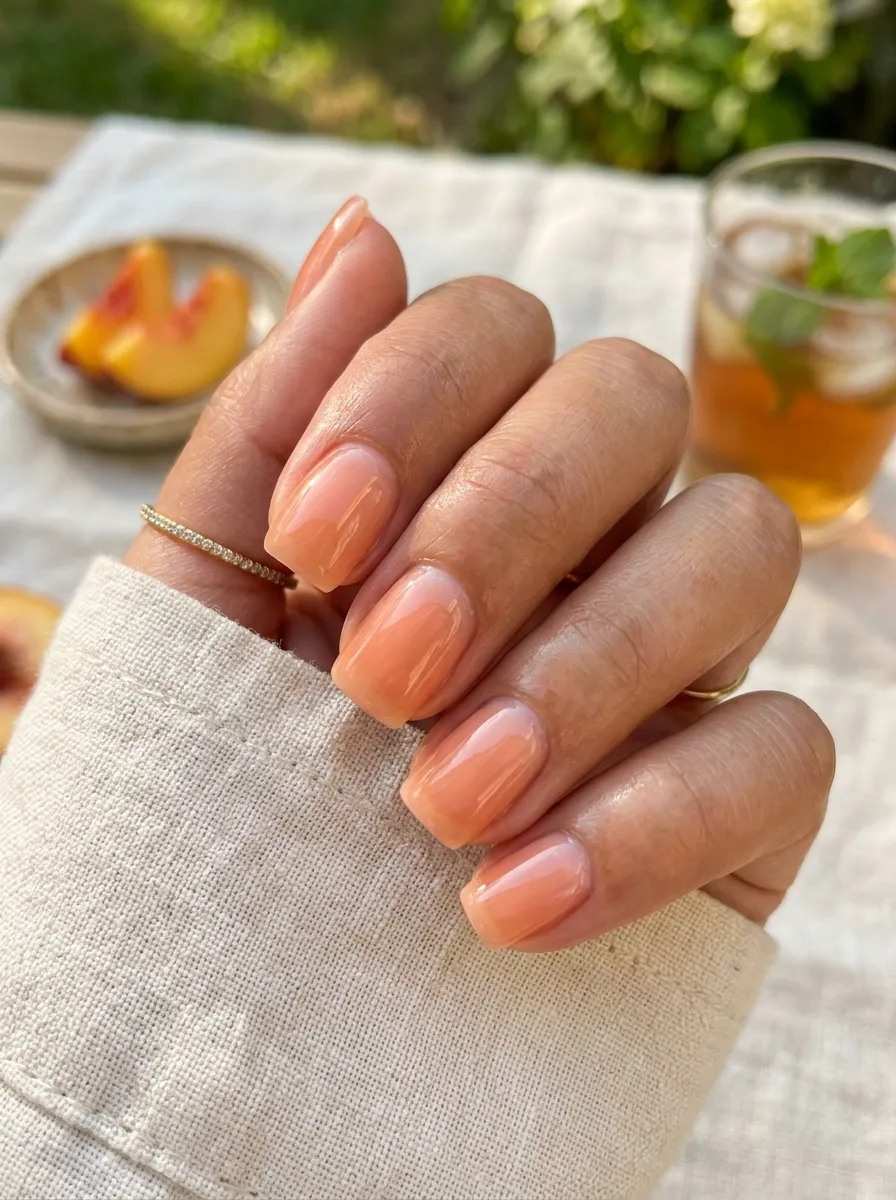 glazed jelly nails 2026 peach summer