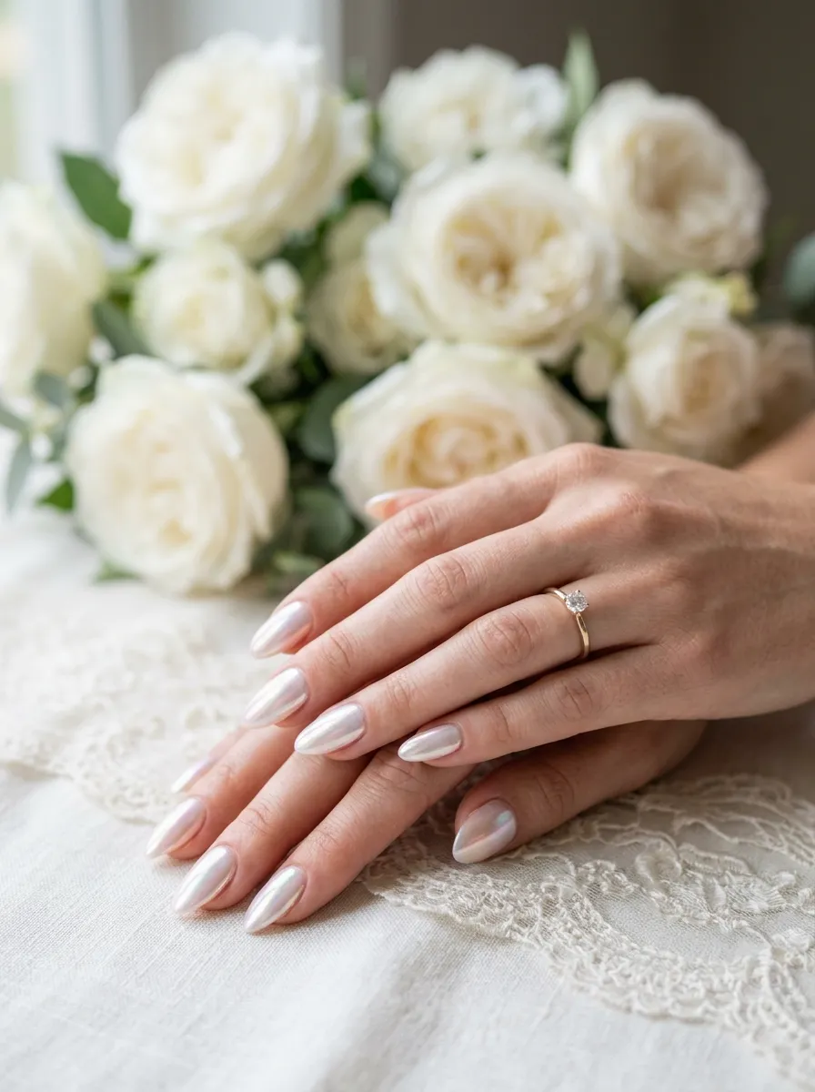 pearl chrome bachelorette nails 2026