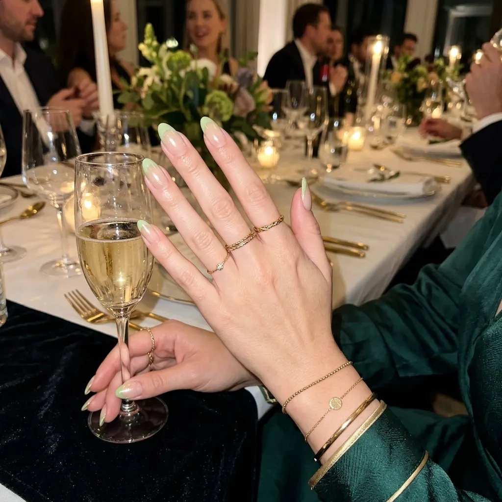 pistachio nails 2026 wedding guest French tip