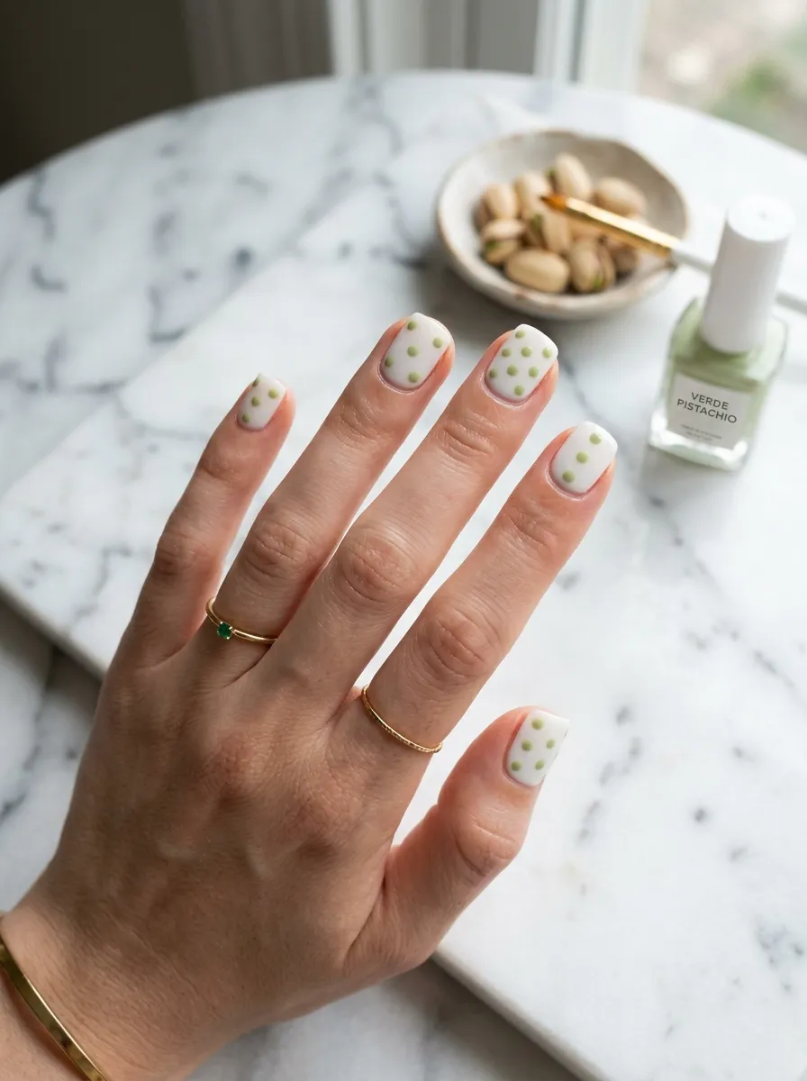 pistachio polka dot nails 2026