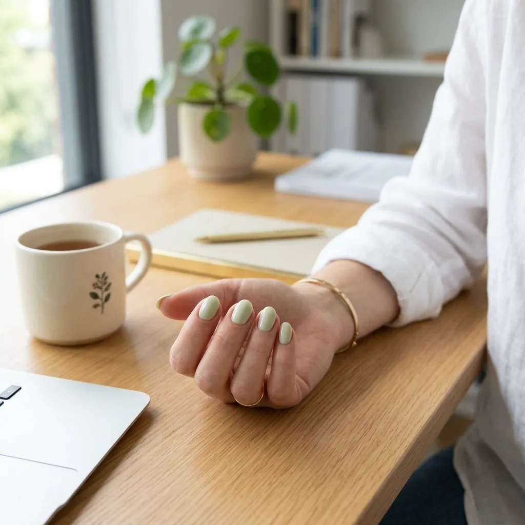 pistachio nails 2026 everyday office wear