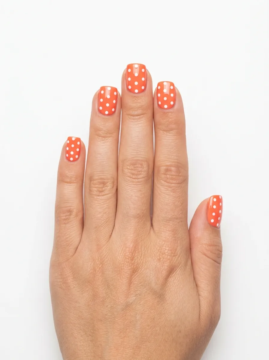 polka dot nails 2026 summer 2026 coral white