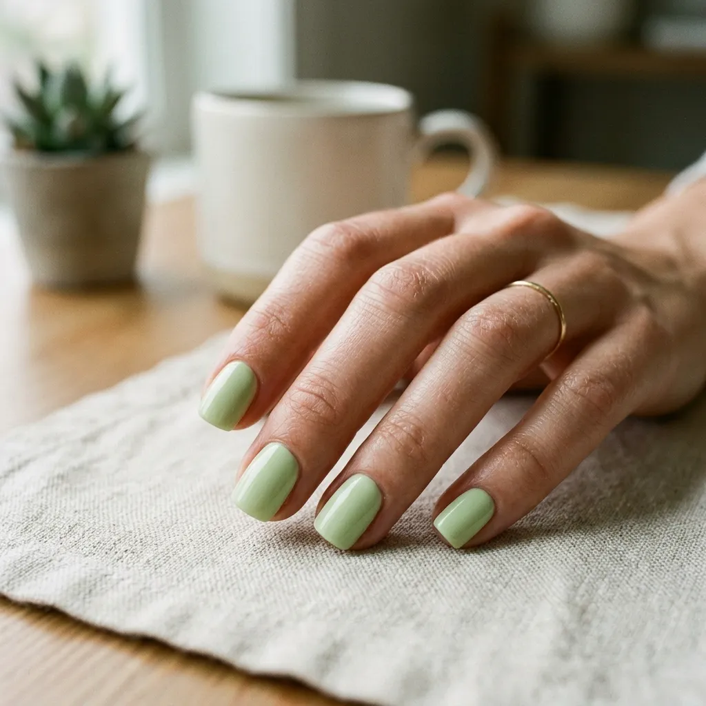 pistachio nails 2026 short squoval everyday