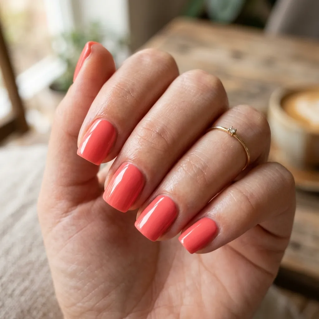 coral nails 2026 classic solid short square