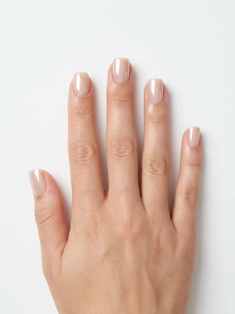 short square nails 2026 glazed nude
