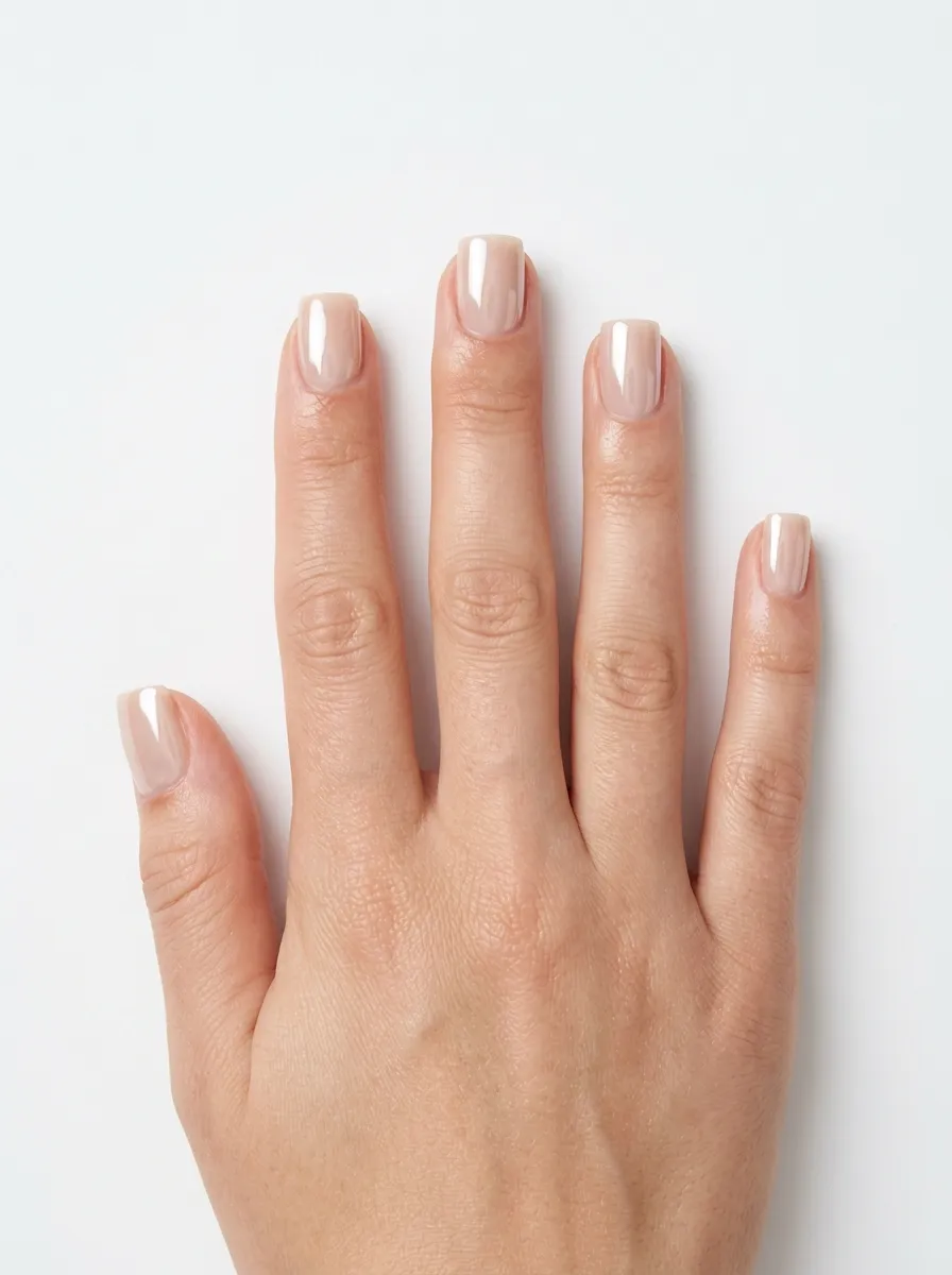 short square nails 2026 glazed nude
