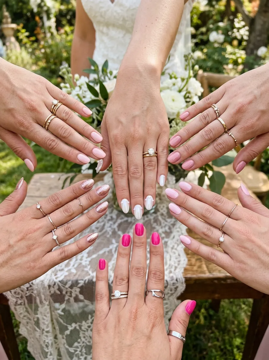 bachelorette party group nail coordination 2026