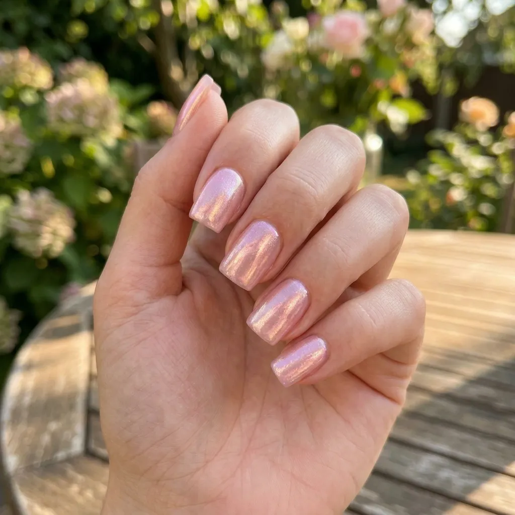 July Nails 2026 sheer pink chrome jelly nails