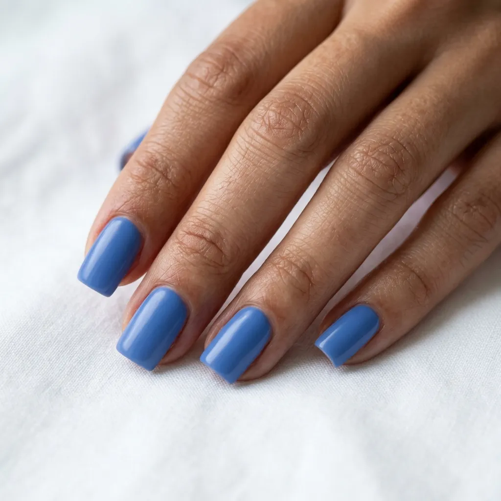 July Nails 2026 cornflower blue square nails