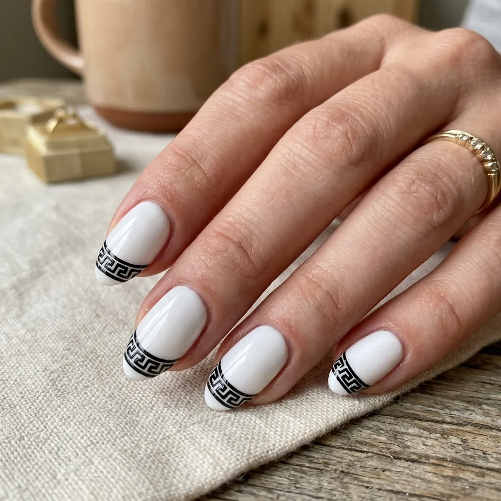greek nails 2026 Greek key meander pattern