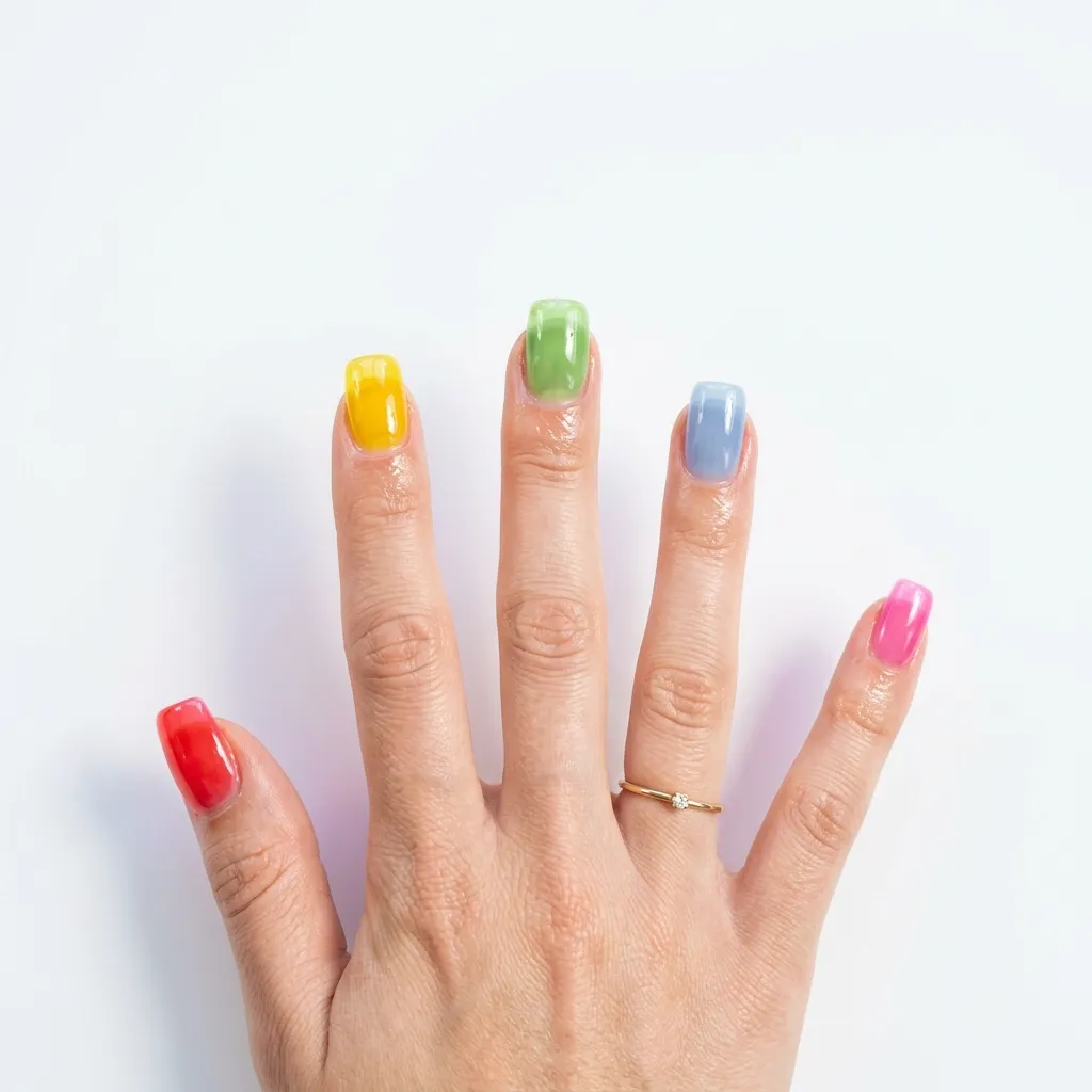 gummy bear jelly nails 2026 multicolor translucent candy