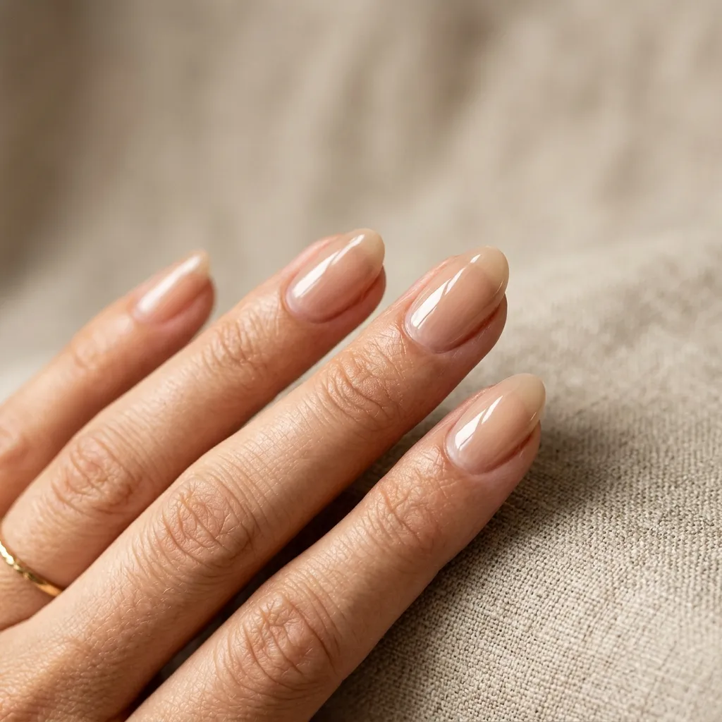 nude jelly nails 2026 sheer beige translucent oval