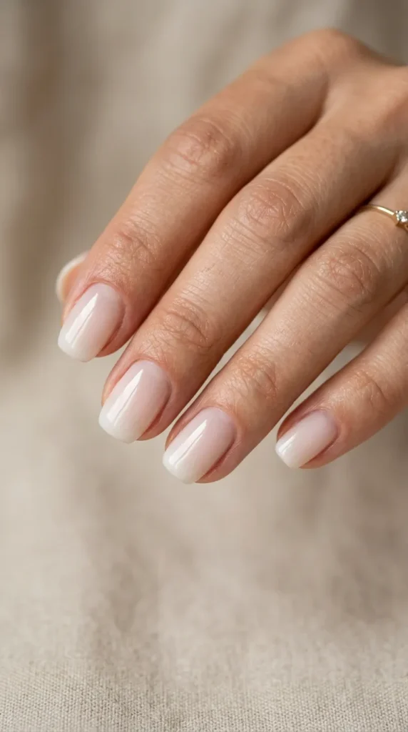Milky white to clear ombre nails sheer gradient manicure