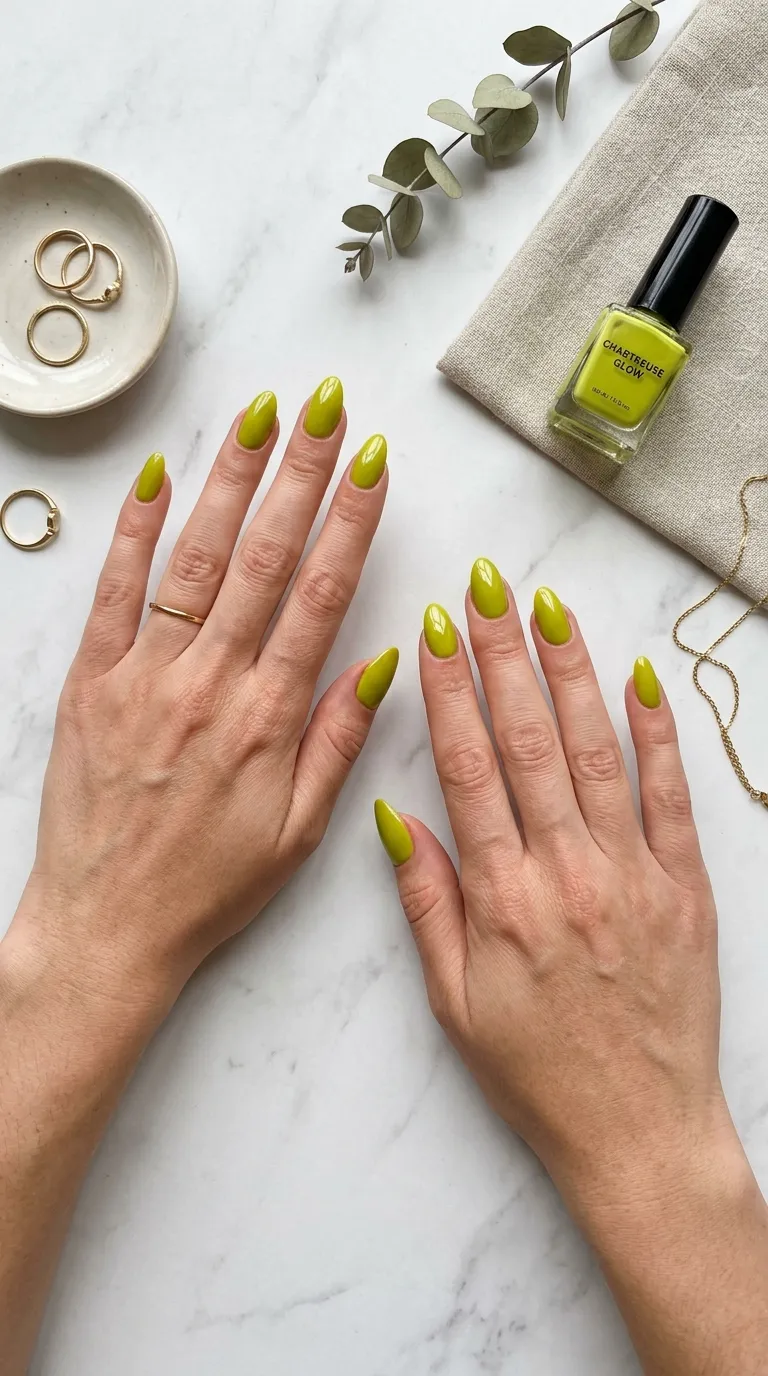 Almond-shaped manicure flat lay