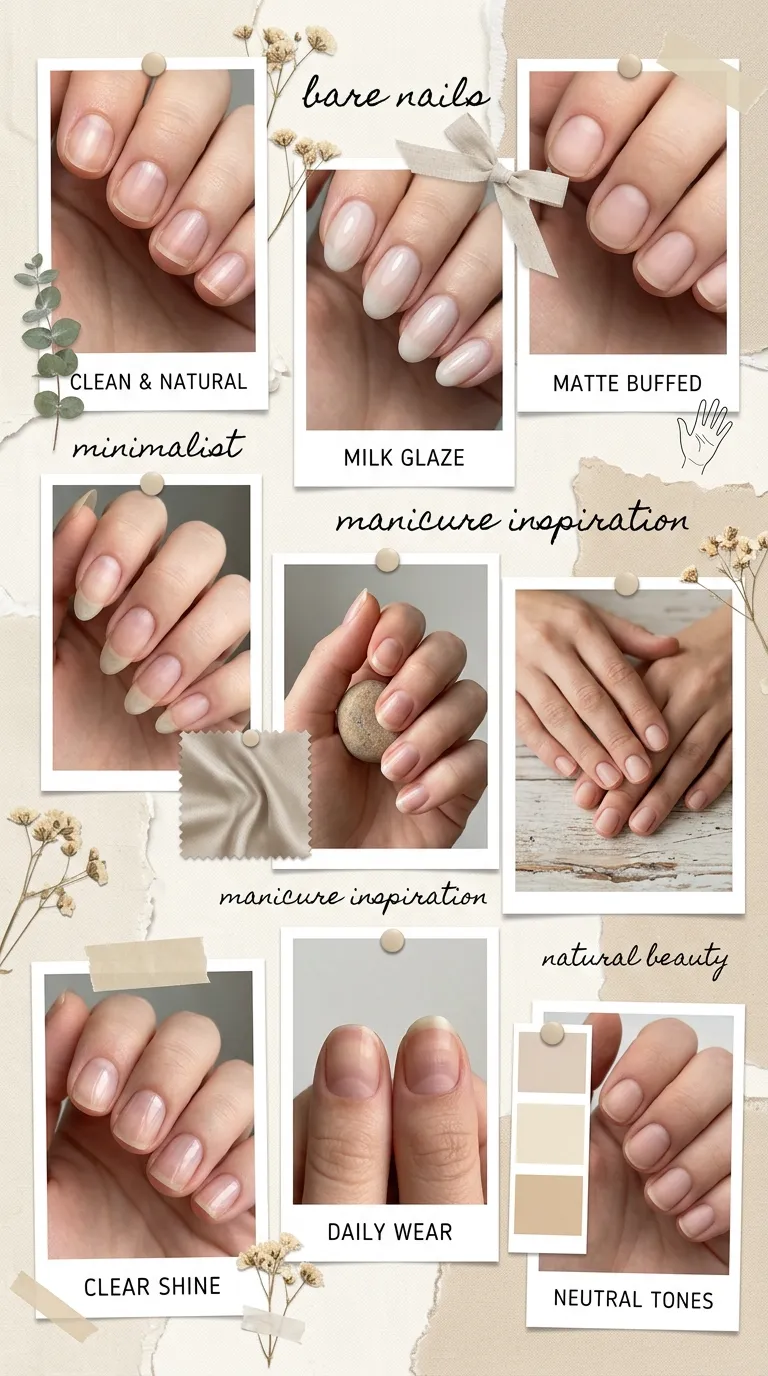 Bare nails variations moodboard collage