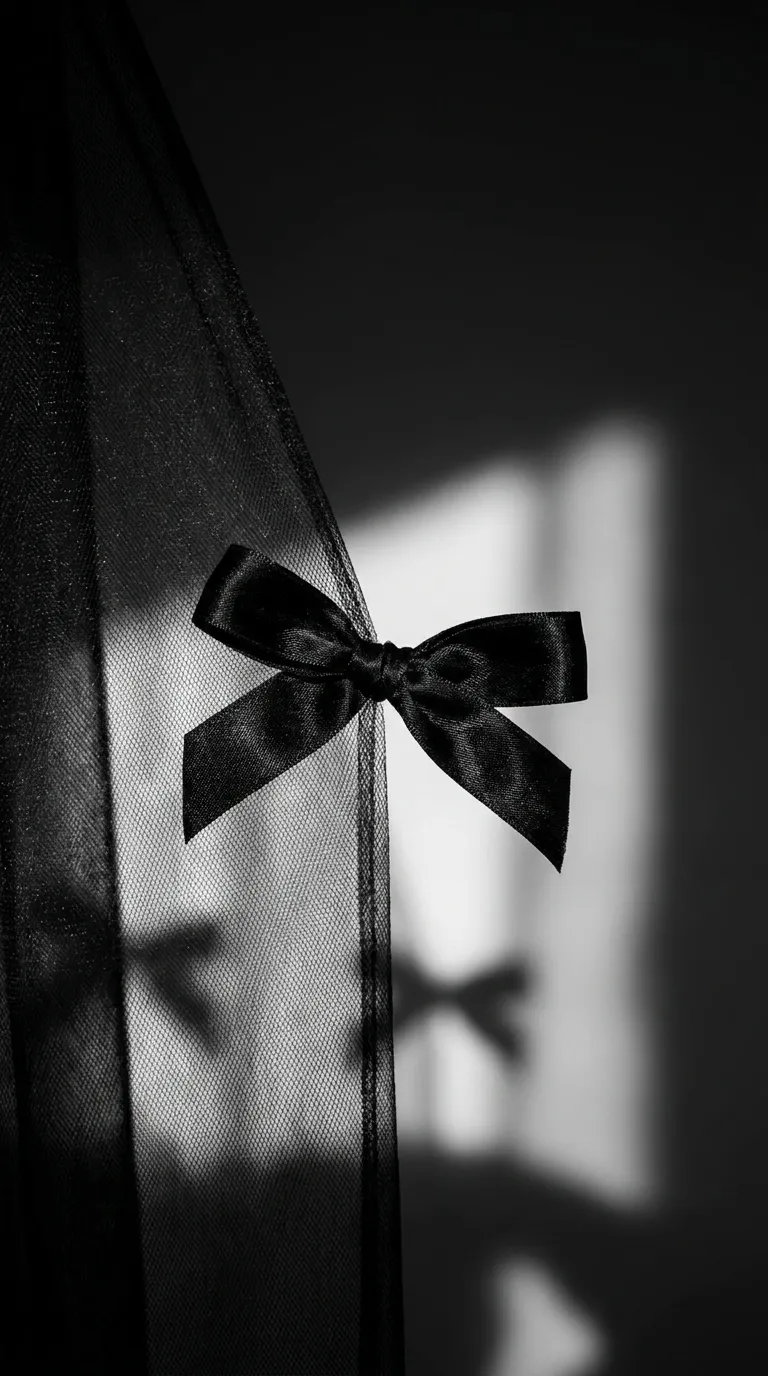 Black bow on sheer base nails