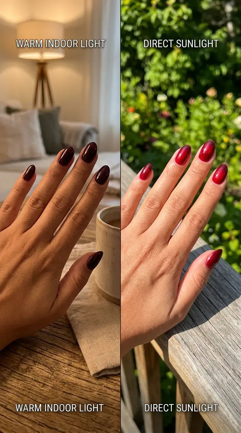 Black cherry jelly manicure flat lay composition