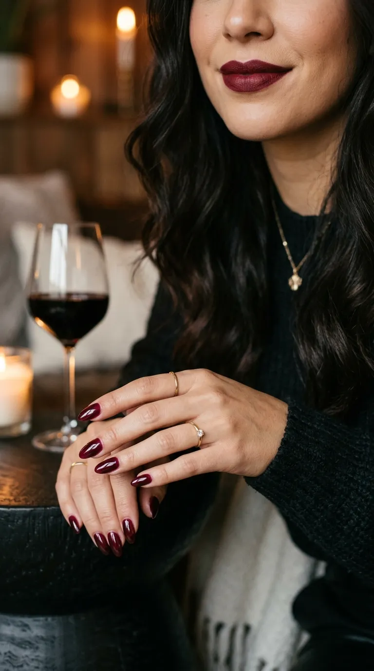 Black cherry jelly nails in burgundy tone
