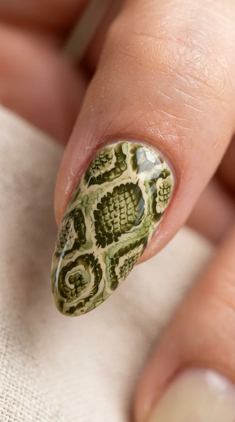 snake print blooming gel nails