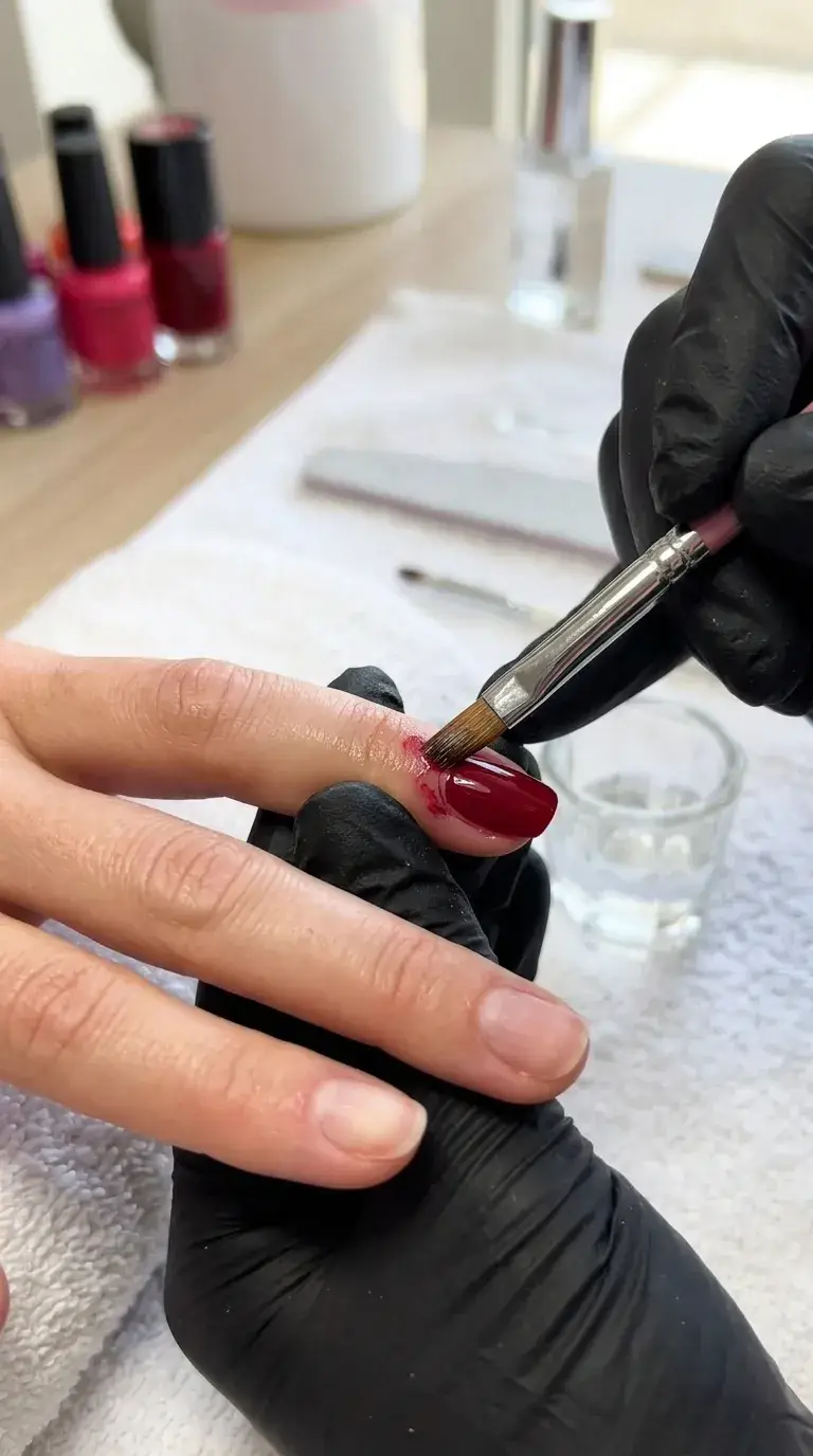 Brush dipped in acetone correcting cuticle line