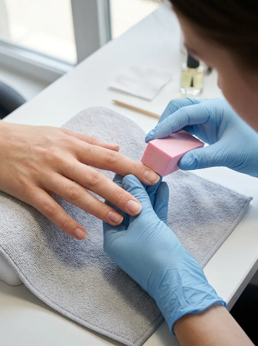 prepping nails for syrup nail manicure buffing base