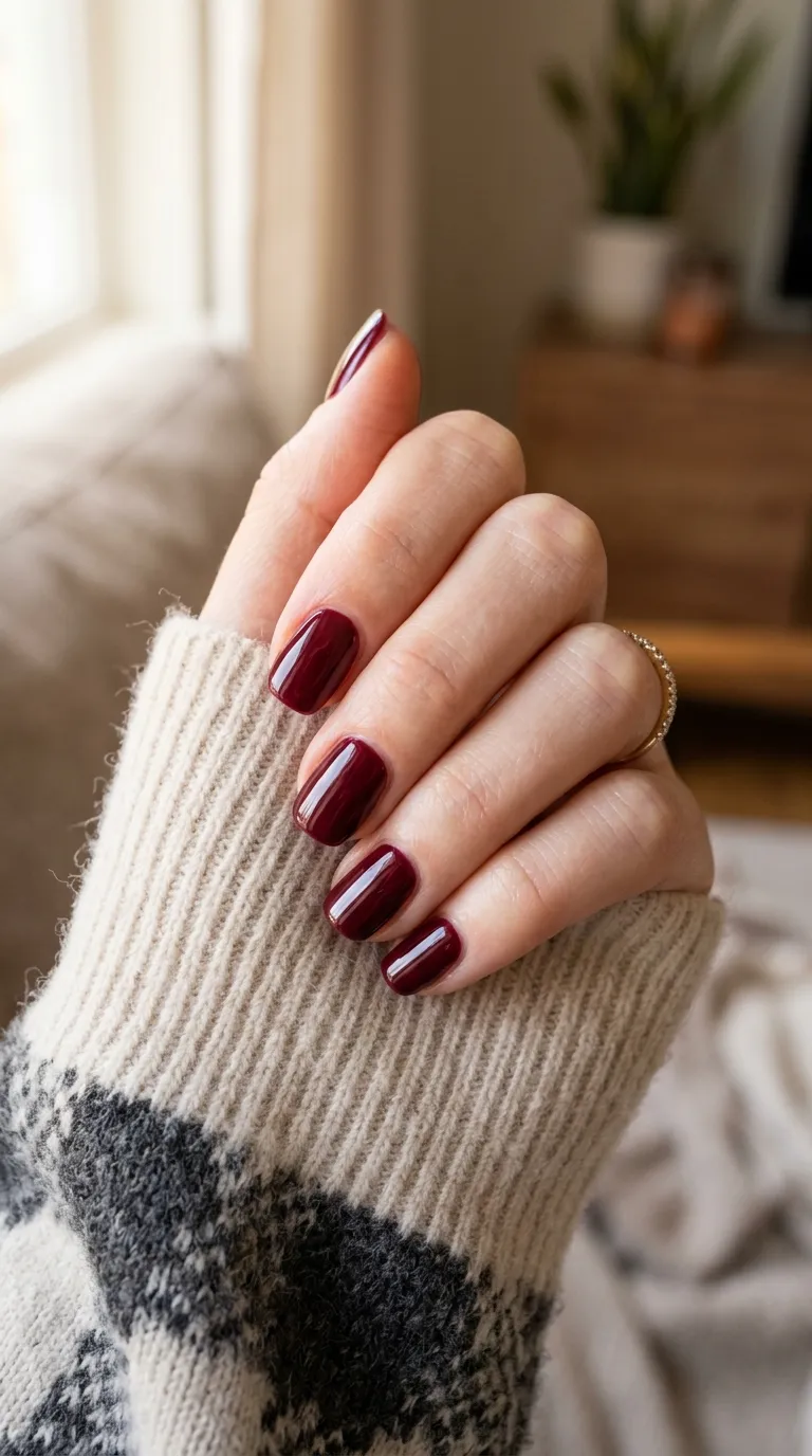 Burgundy manicure elegant hand pose