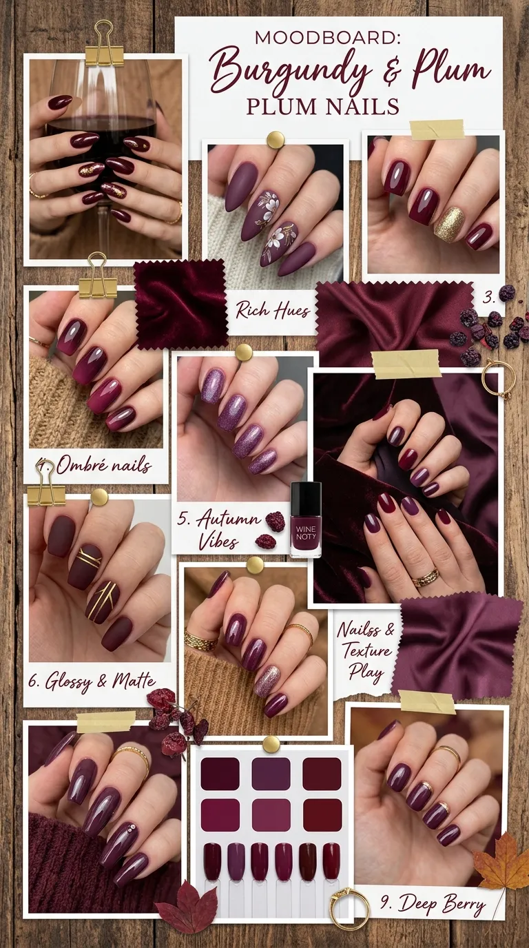 Burgundy plum nail variations co&hellip;
