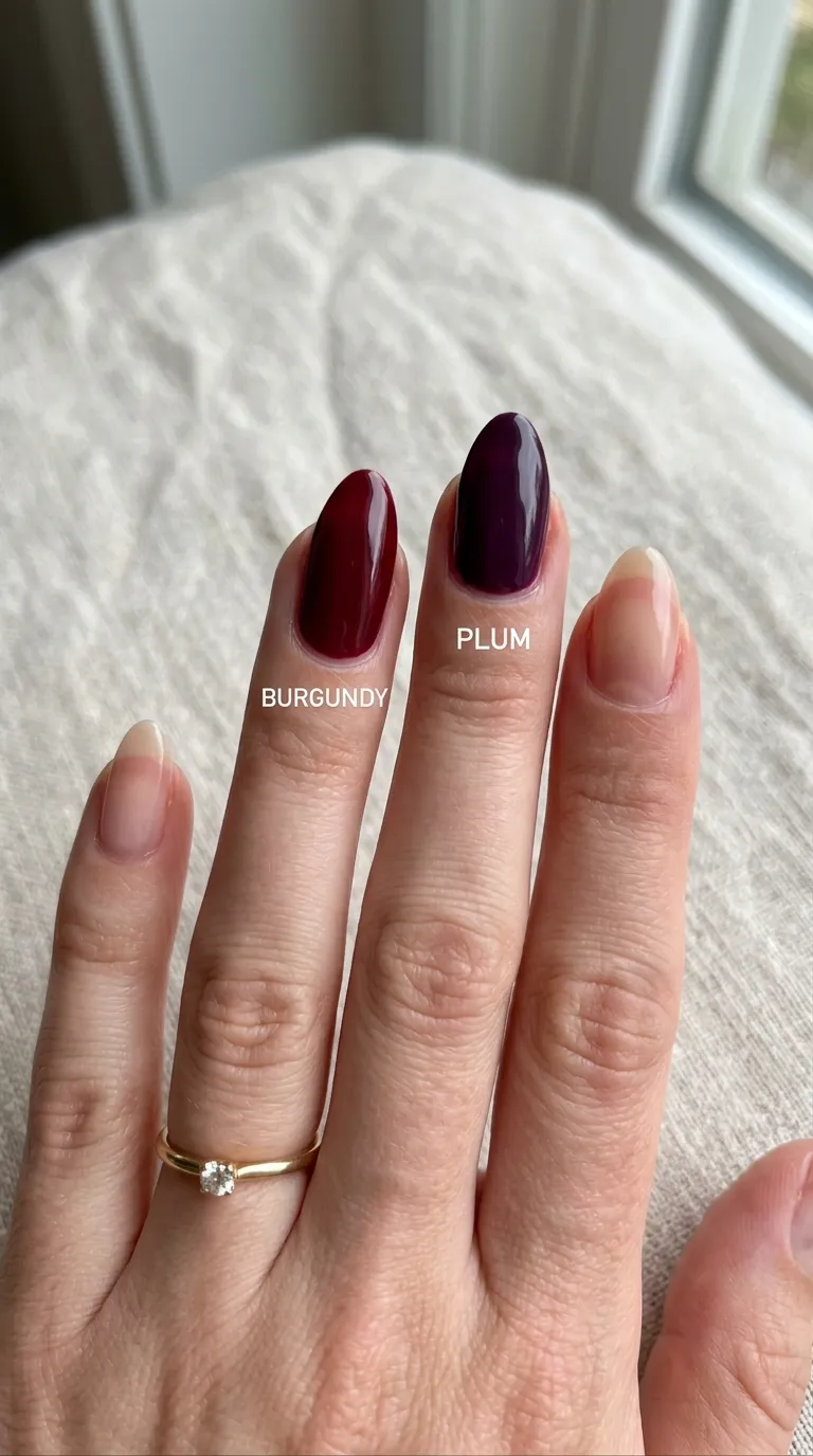 Burgundy vs plum polish swatches