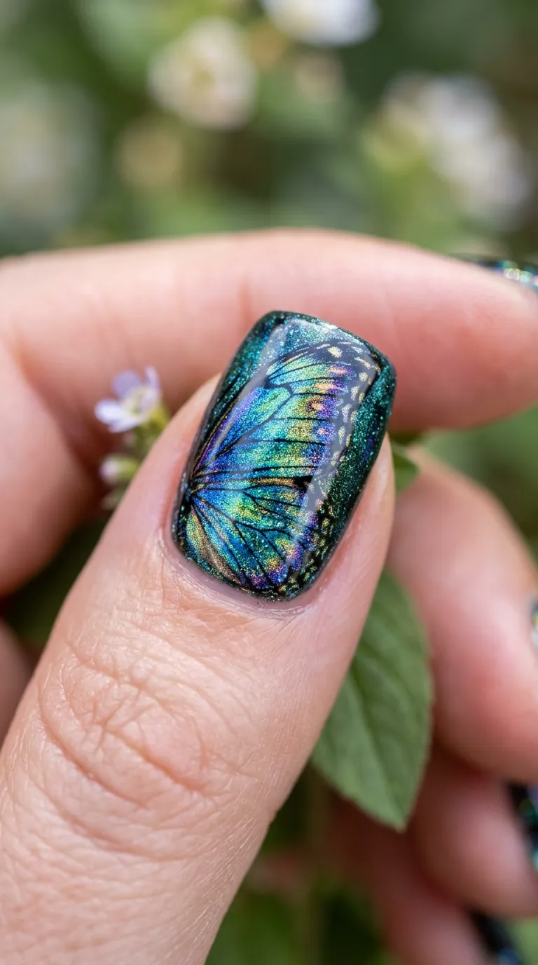 Butterfly wing nail art design