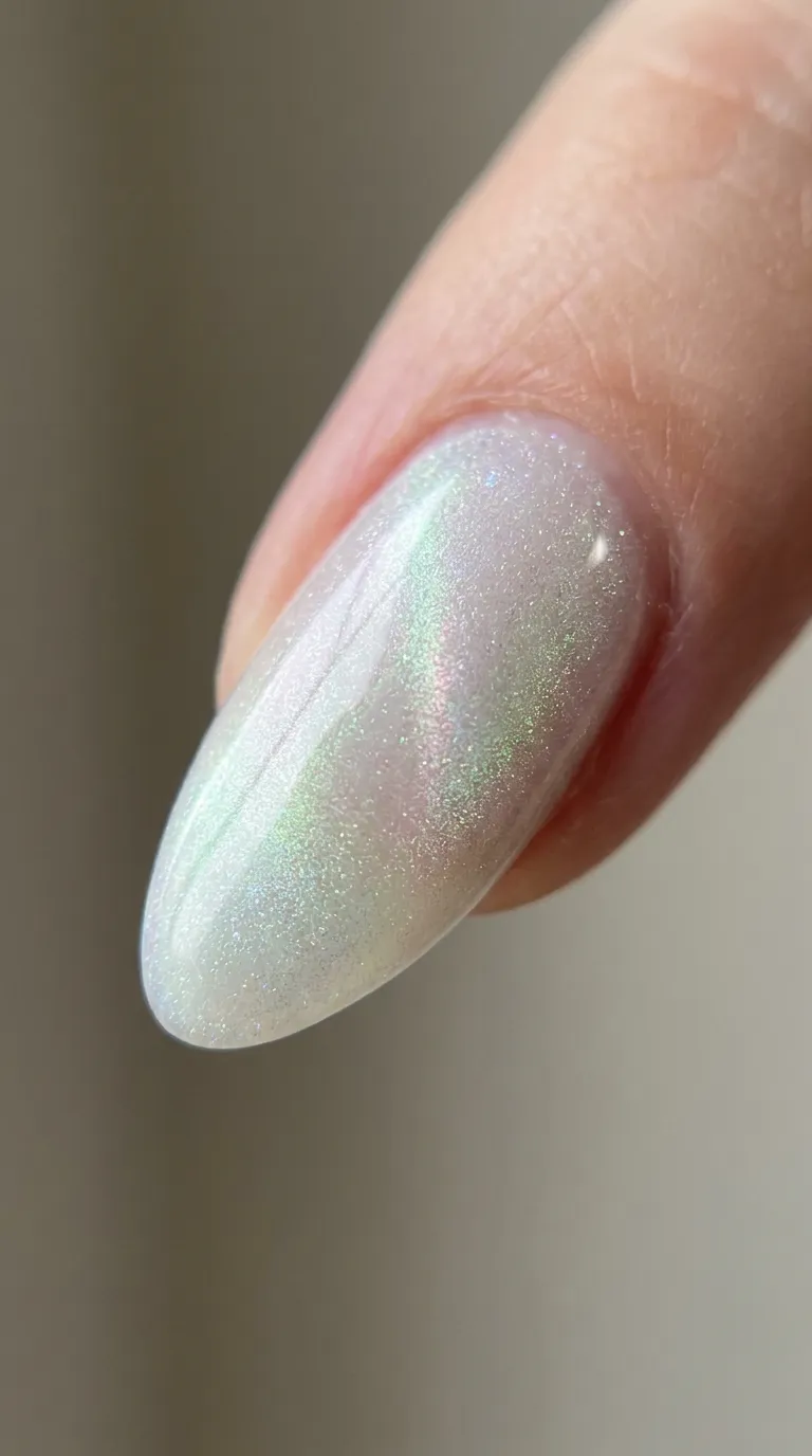 Close-up of brown cat eye nails with warm bronze shimmer band catching light