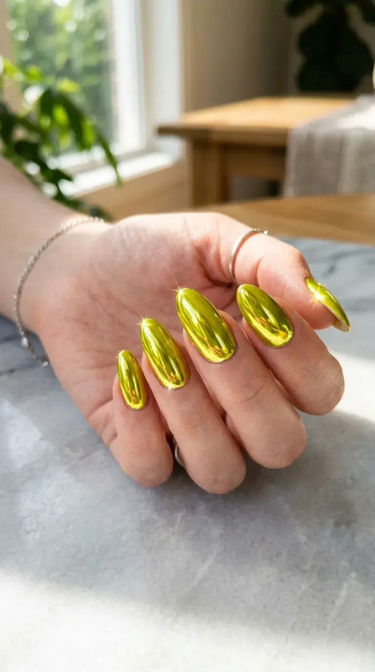 Chrome finish catching light with a wet-look shine