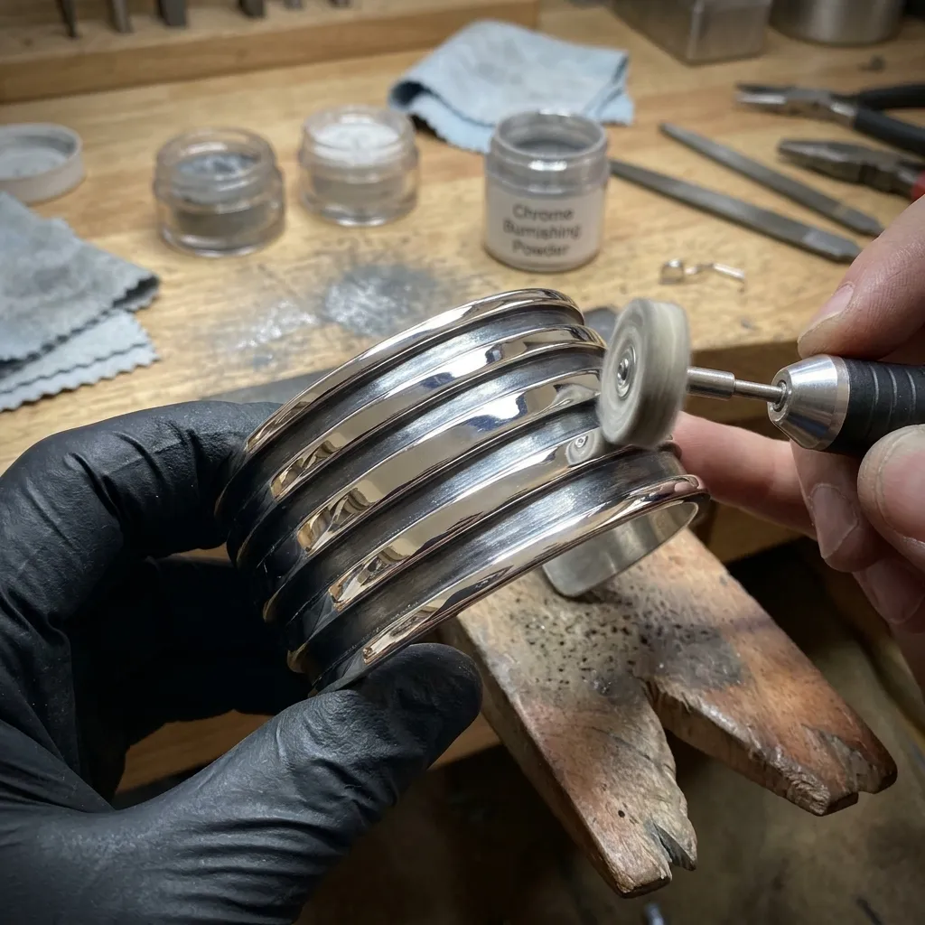 chrome powder application bangle nails mirror finish