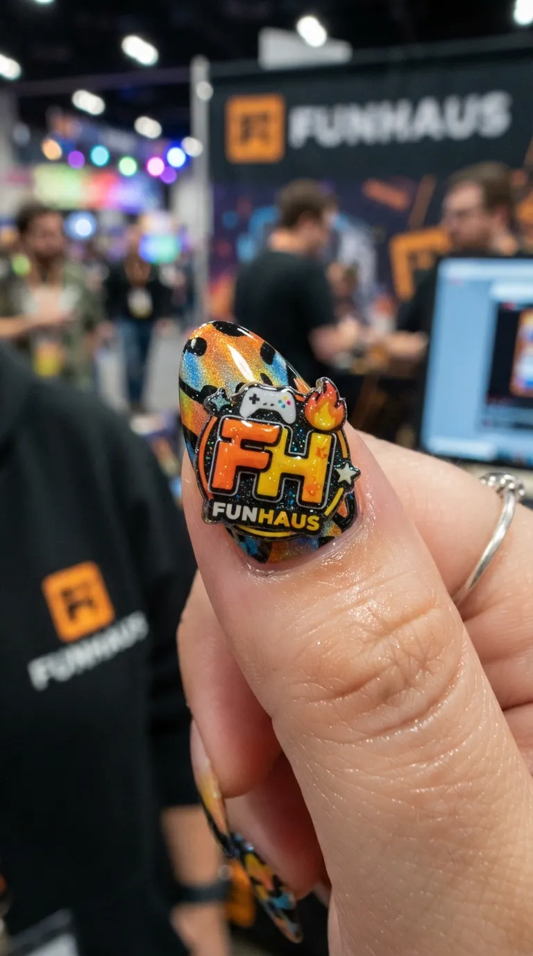 Close-up of FunHaus nail charm detail