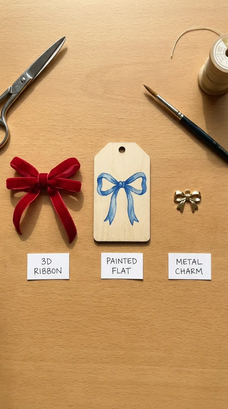 Comparison flat lay of 3D bow nail variations