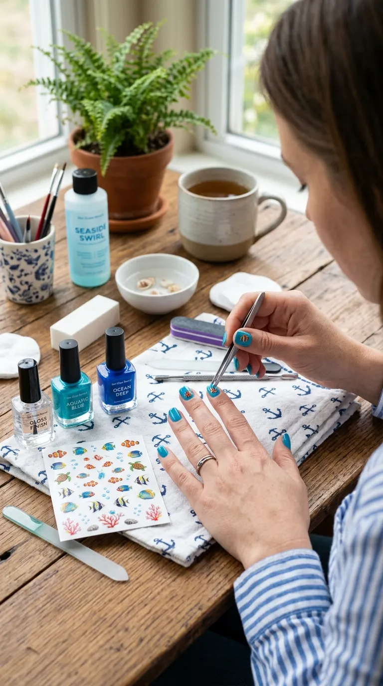 DIY home manicure fish stickers