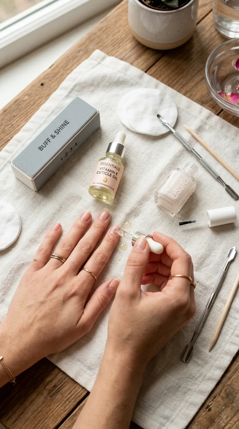 DIY home manicure flat lay essentials