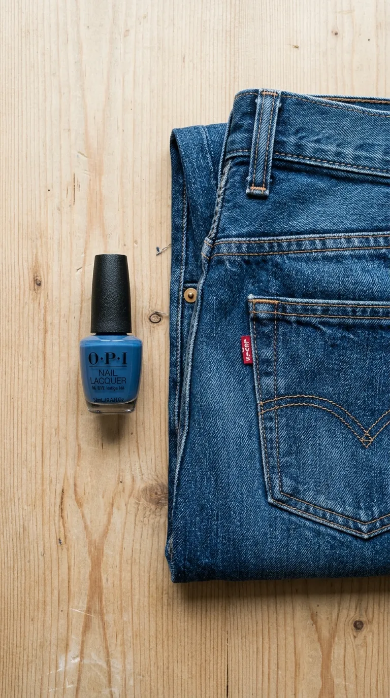 denim blue nail polish and jeans