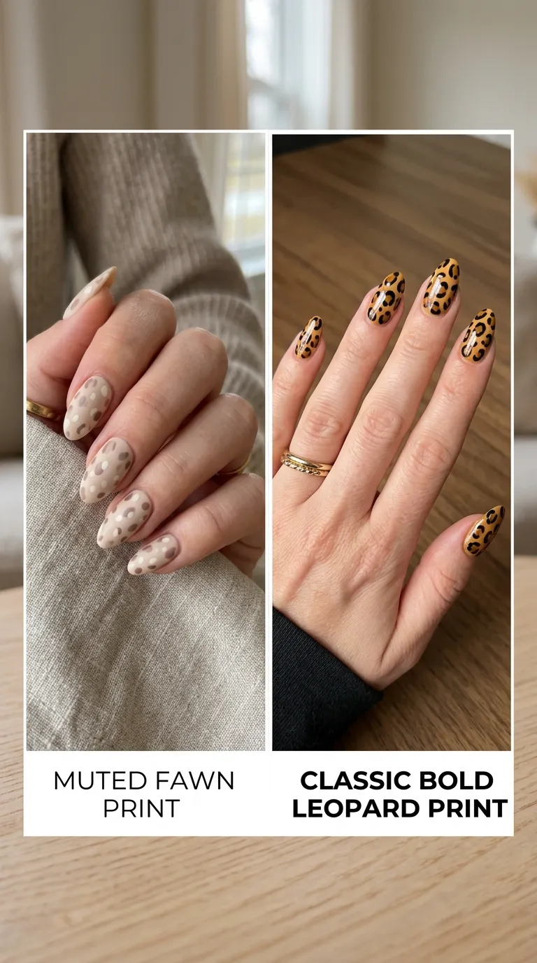 Delicate versus bold animal print nails