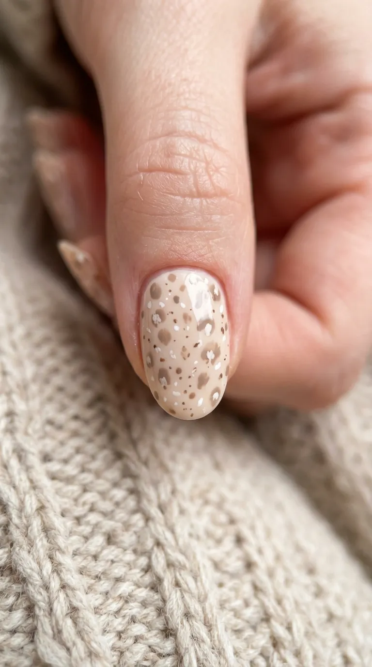 Delicate fawn print nail art close-up